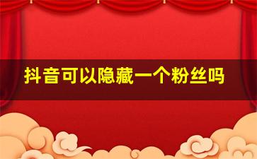 抖音可以隐藏一个粉丝吗