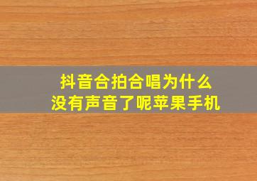 抖音合拍合唱为什么没有声音了呢苹果手机