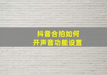 抖音合拍如何开声音功能设置