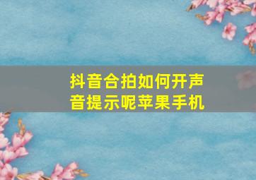 抖音合拍如何开声音提示呢苹果手机