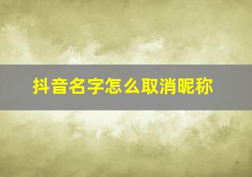 抖音名字怎么取消昵称