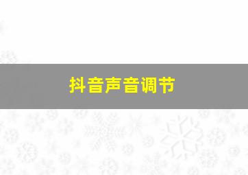 抖音声音调节