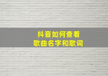 抖音如何查看歌曲名字和歌词