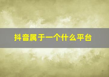 抖音属于一个什么平台