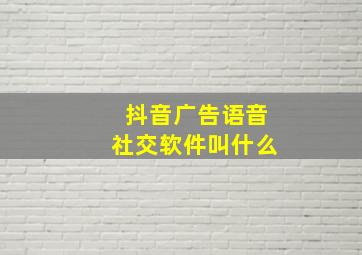 抖音广告语音社交软件叫什么