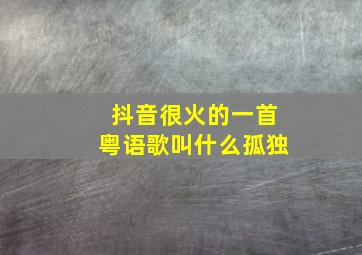 抖音很火的一首粤语歌叫什么孤独