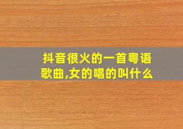 抖音很火的一首粤语歌曲,女的唱的叫什么