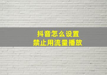 抖音怎么设置禁止用流量播放