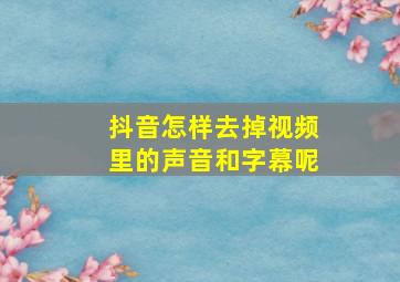 抖音怎样去掉视频里的声音和字幕呢