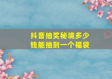 抖音抽奖秘境多少钱能抽到一个福袋