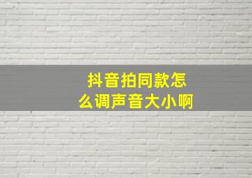 抖音拍同款怎么调声音大小啊