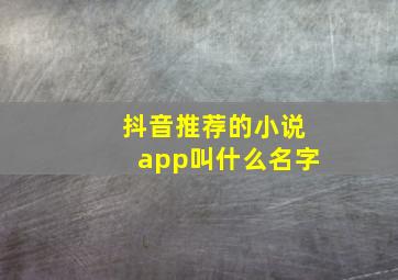 抖音推荐的小说app叫什么名字