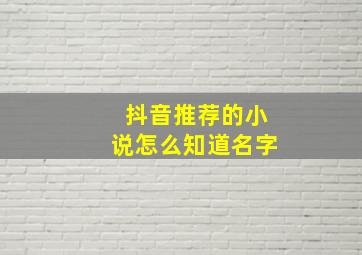 抖音推荐的小说怎么知道名字