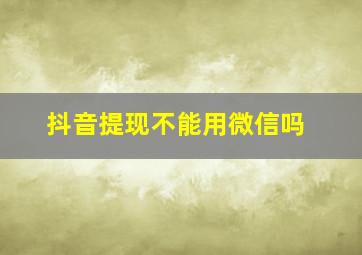 抖音提现不能用微信吗