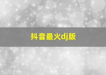 抖音最火dj版