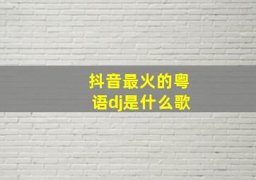 抖音最火的粤语dj是什么歌