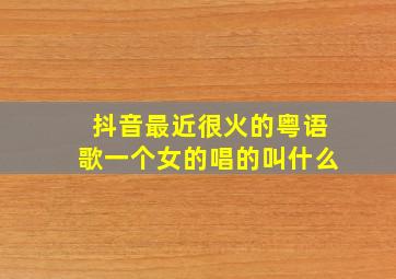 抖音最近很火的粤语歌一个女的唱的叫什么