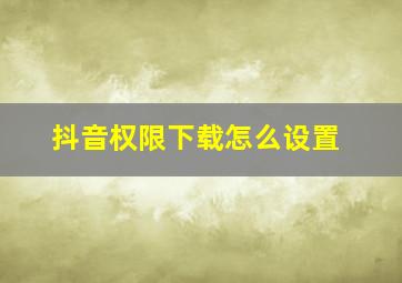 抖音权限下载怎么设置