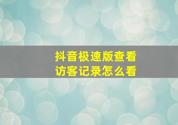 抖音极速版查看访客记录怎么看