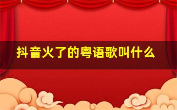 抖音火了的粤语歌叫什么