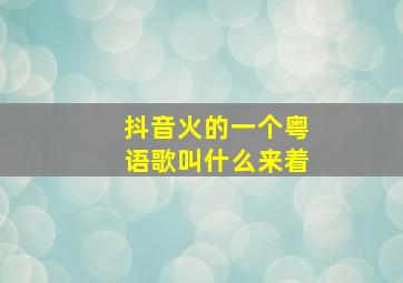 抖音火的一个粤语歌叫什么来着