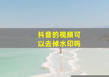 抖音的视频可以去掉水印吗