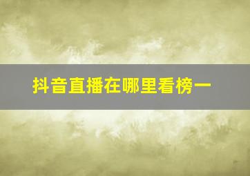 抖音直播在哪里看榜一