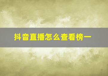 抖音直播怎么查看榜一