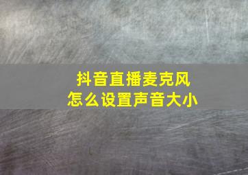 抖音直播麦克风怎么设置声音大小