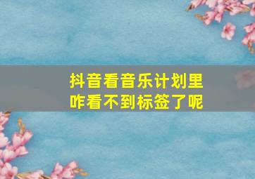 抖音看音乐计划里咋看不到标签了呢