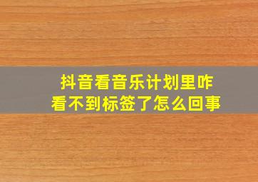 抖音看音乐计划里咋看不到标签了怎么回事