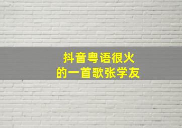 抖音粤语很火的一首歌张学友