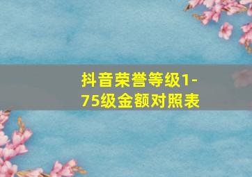 抖音荣誉等级1-75级金额对照表