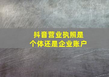 抖音营业执照是个体还是企业账户