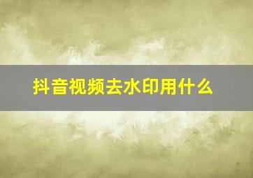 抖音视频去水印用什么