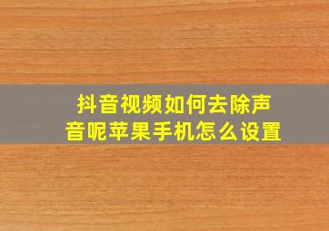 抖音视频如何去除声音呢苹果手机怎么设置