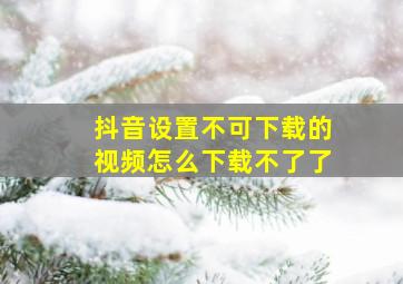 抖音设置不可下载的视频怎么下载不了了