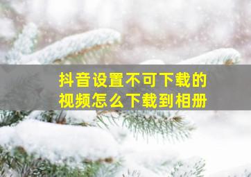 抖音设置不可下载的视频怎么下载到相册