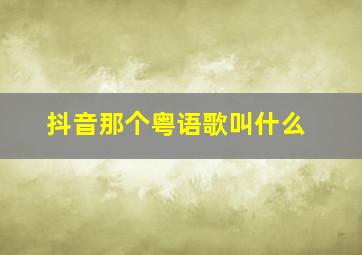 抖音那个粤语歌叫什么