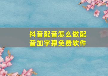 抖音配音怎么做配音加字幕免费软件