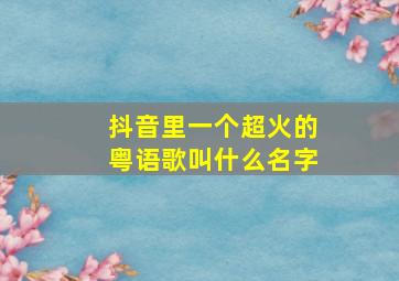 抖音里一个超火的粤语歌叫什么名字