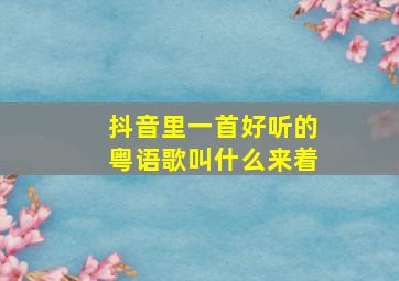 抖音里一首好听的粤语歌叫什么来着