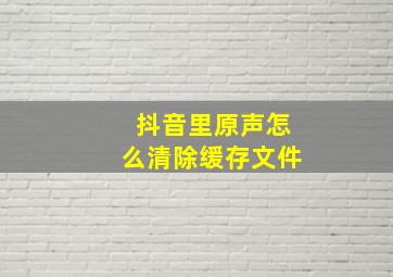 抖音里原声怎么清除缓存文件