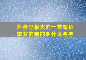 抖音里很火的一首粤语歌女的唱的叫什么名字