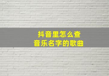 抖音里怎么查音乐名字的歌曲