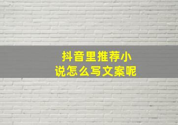 抖音里推荐小说怎么写文案呢