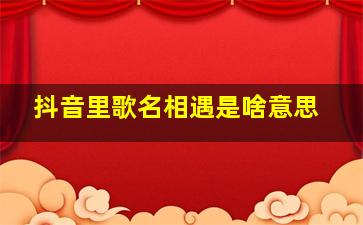 抖音里歌名相遇是啥意思