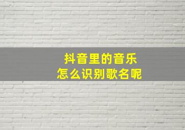 抖音里的音乐怎么识别歌名呢