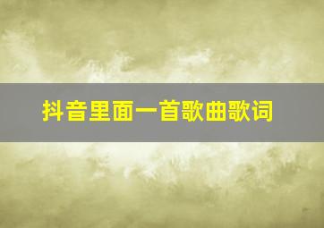 抖音里面一首歌曲歌词