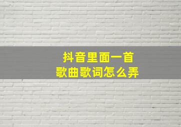 抖音里面一首歌曲歌词怎么弄